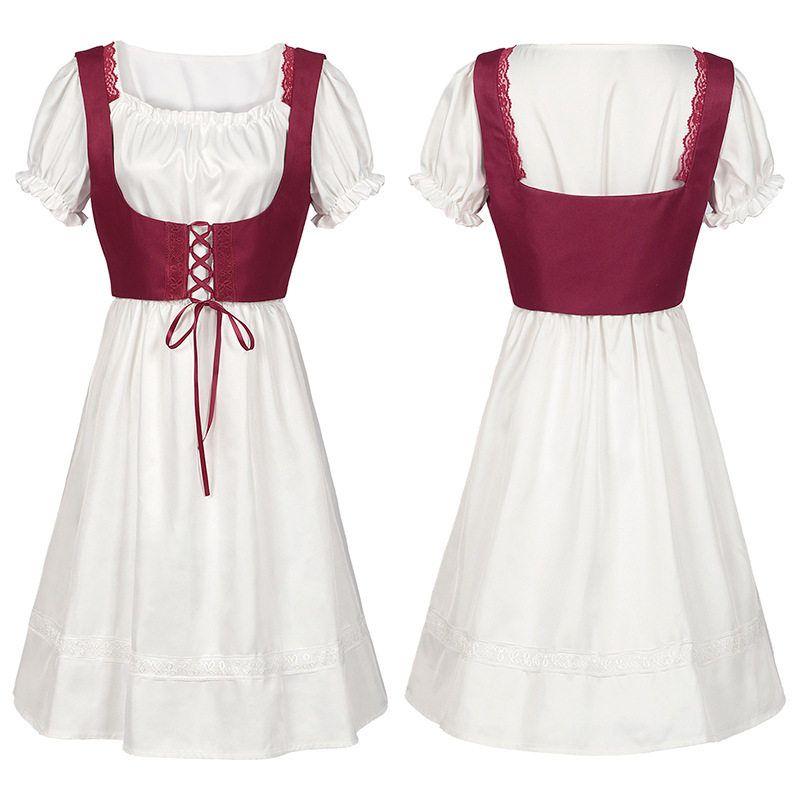 Foreign Trade Hot-Selling European and American Plus-Size Steampunk Gothic Victorian Era Ruffled Sleeveless Dress for Women