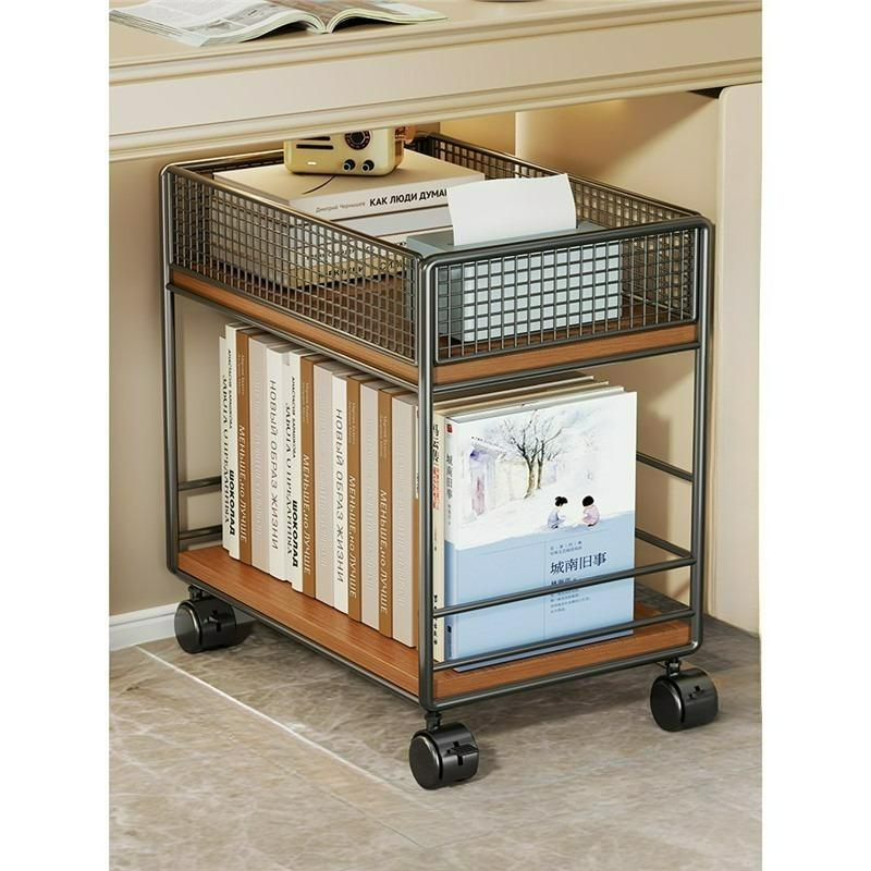 

Rolling Bookshelf with Wheels, Metal Mesh Storage Organizer Rack for Home Office,No Assembly Required, Space Saving Utility Cart чёрный