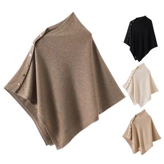 Winter Shawl Solid Color Buttons Closure Autumn Winter Shawl Tops Solid Color Soft Cozy Thickened Women Shawl