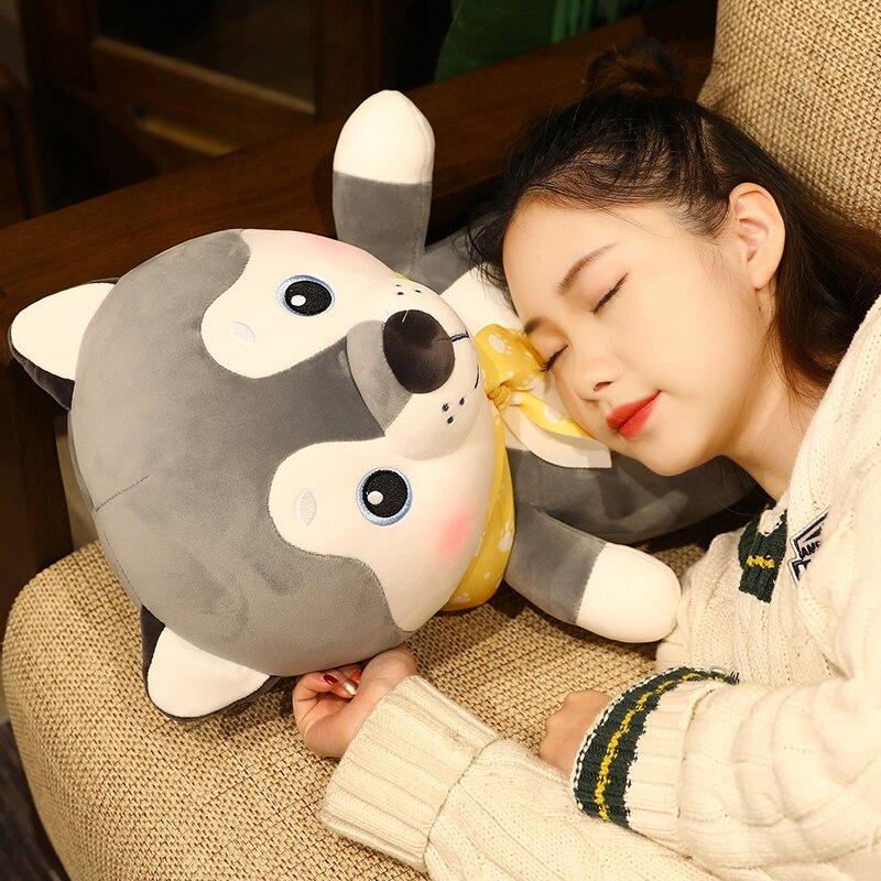 45/55cm plyšové zvířátko husky buldok a pekinéz plyšové hračky kreslené panenky kawaii psí hračky pro děti dárek k narozeninám