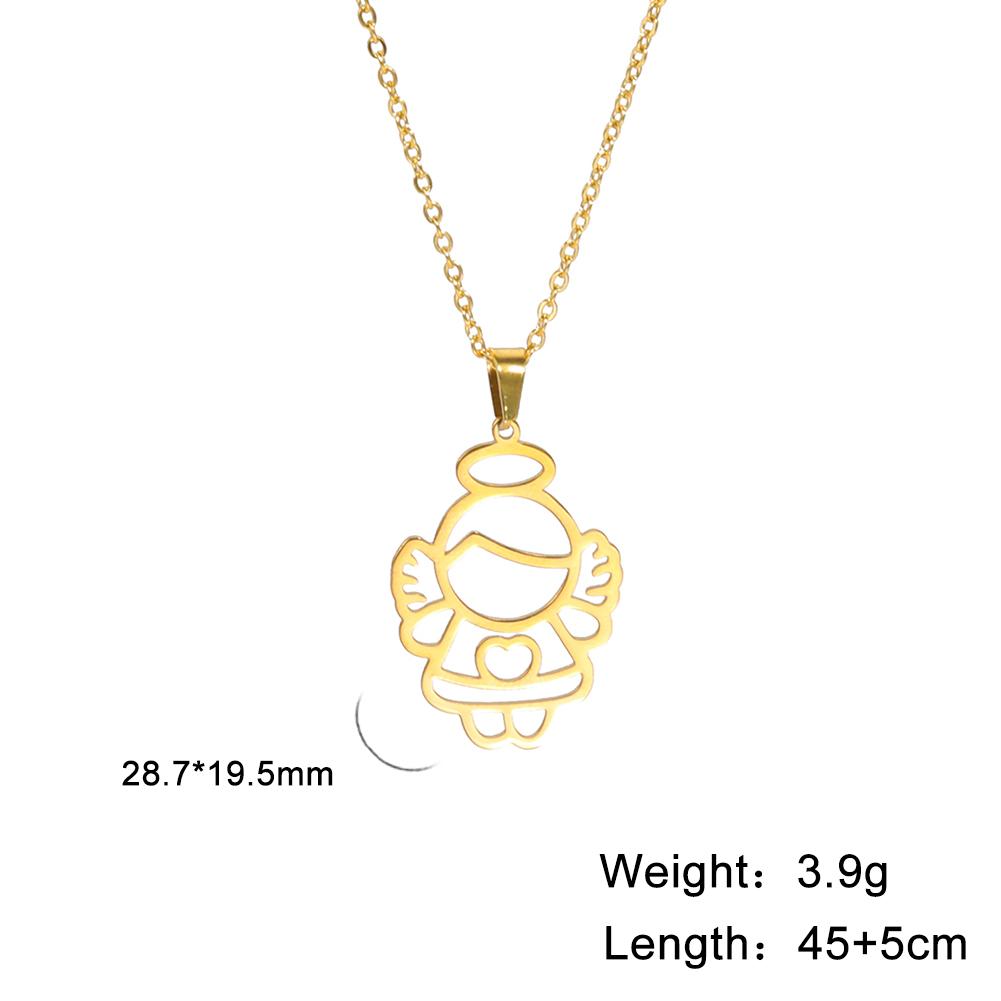 Cazador Angel Pendant Necklace for Women Christian Amulet Neck Chain Angel Baby Stainless Steel Jewelry Birthday Gifts New