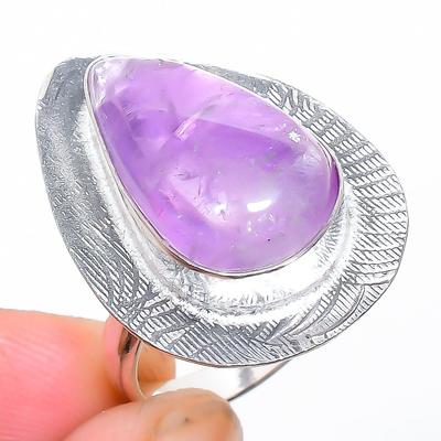 Salbei Amethyst Handgefertigter Edelstein 925 Sterling Silber Schmuckring 9 U9e69