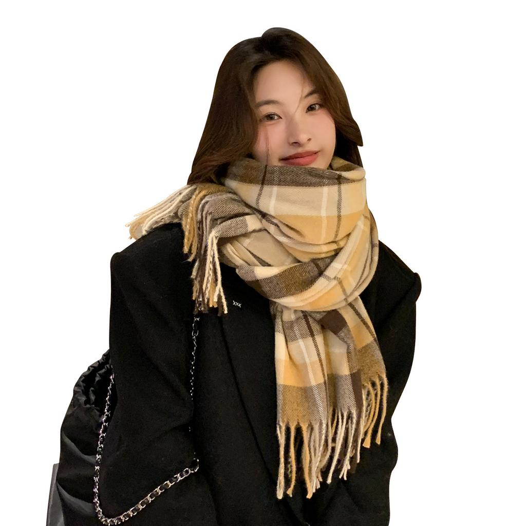 New high-end atmosphere plaid autumn and winter versatile scarf women's winter Korean version imitation cashmere student warm scarf