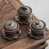 Chinese Rough Pottery Gaiwan Teacup Retro Handmade Ceramic Tea Tureen Household Tea Maker Travel Portable Teaware Accessories
