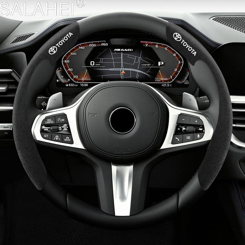 

2026 Hot For Toyota Hub Caps New Car Steering Wheel Cover Suede Leather Protection Anti-slip Cover For Toyota Hilux Prius Avensi червоний