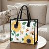 Sunflower Bee Printed Canvas Tote Bag Daily Outdoor Casual Lightweight Carryall Handbag