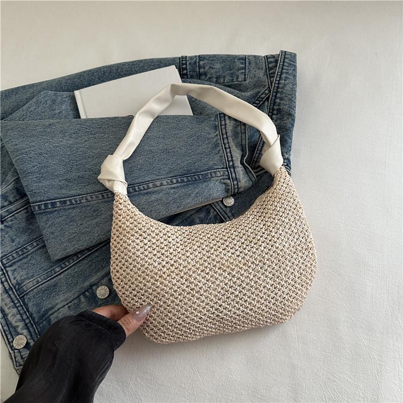 

Personalized summer popular new weaving trend fashion foreign style 2025 seaside travel straw shoulder handbag белый