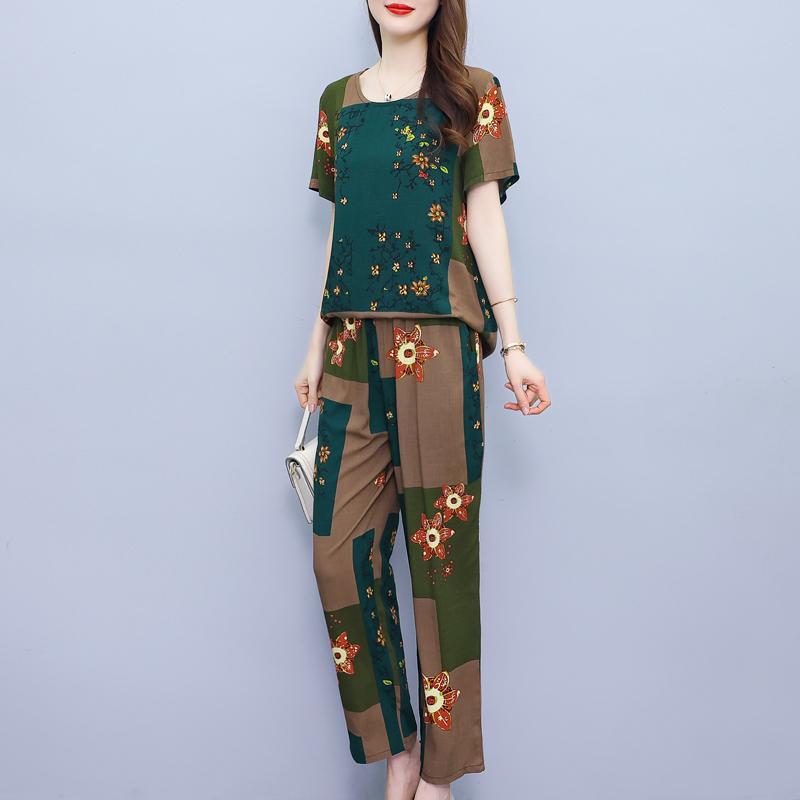 Sommarbyxset för kvinnor 2 delar Nytt avslappnat tvådelat set Kvinnokläder Koreansk stil Sommarkläder