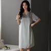 Summer Ice Silk Women's Pajamas Short-sleeved Loungewear Medium and Long High-end Simulation Silk Pajamas Summer Dress
