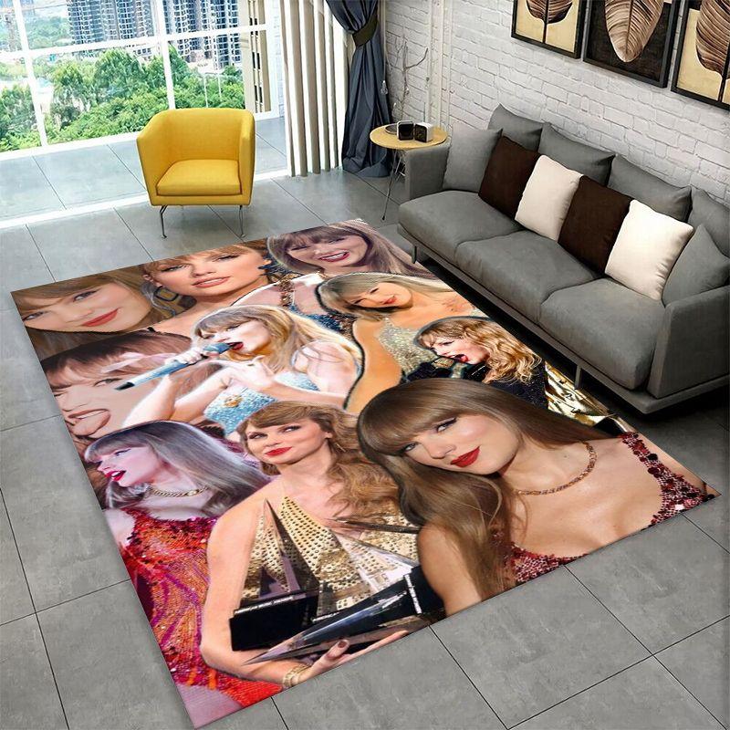 Tappeto Antiscivolo Moda T-Taylor Cantante Musica per Soggiorno, Camera da Letto, Sala Giochi, Tappeto Morbido Pavimento Tappeto Decorazione Casa Stanza Bambini