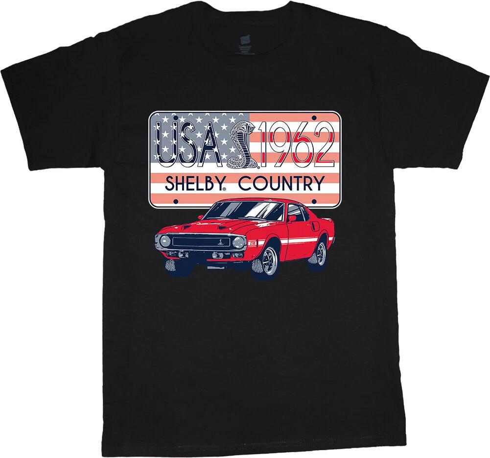 Shelby Cobra Ford Mustang T-shirt Mens Graphic Tees American Flag License Plate XL