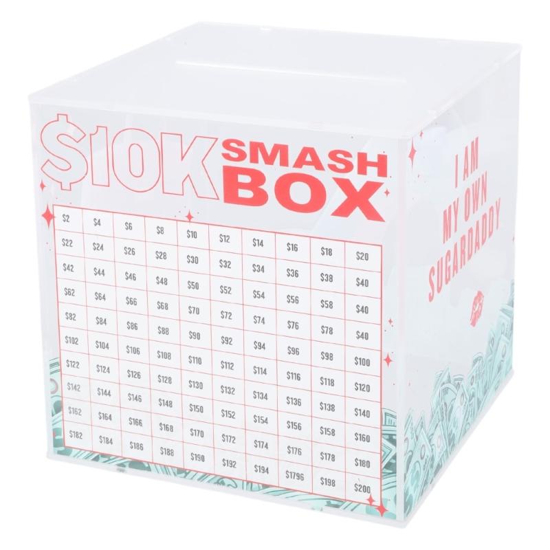 

Modern Clear Acrylic Saving Banks 10k Smash Box Planning Money Jar for Home Decors and Personals Finance Management красный