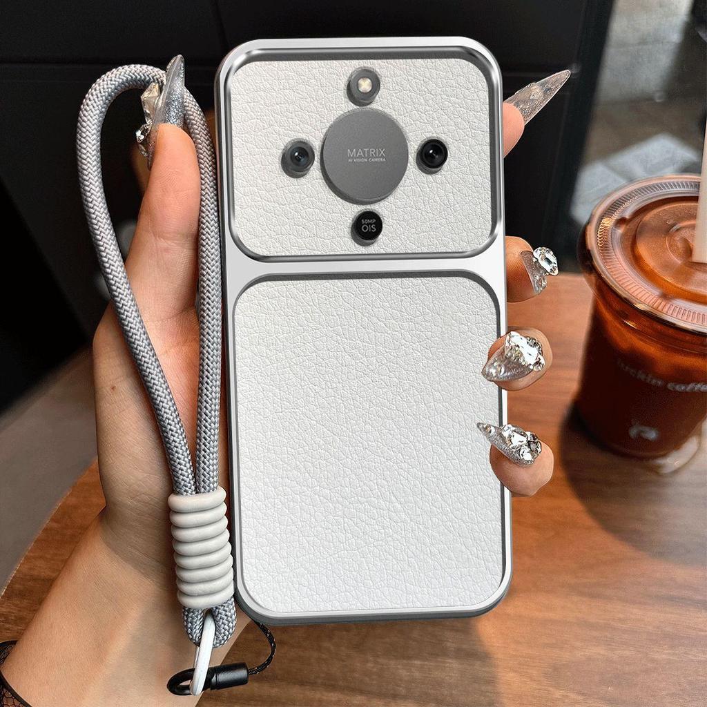 Luxury Big Window Phone Case with Lanyard for HONOR X9d,X9c Smart Premium Textured Casing