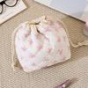 New Light Printed Bouquet Mouth Storage Bag Korean Version Floral Lazy Drawstring Cosmetic Bag Large Capacity
