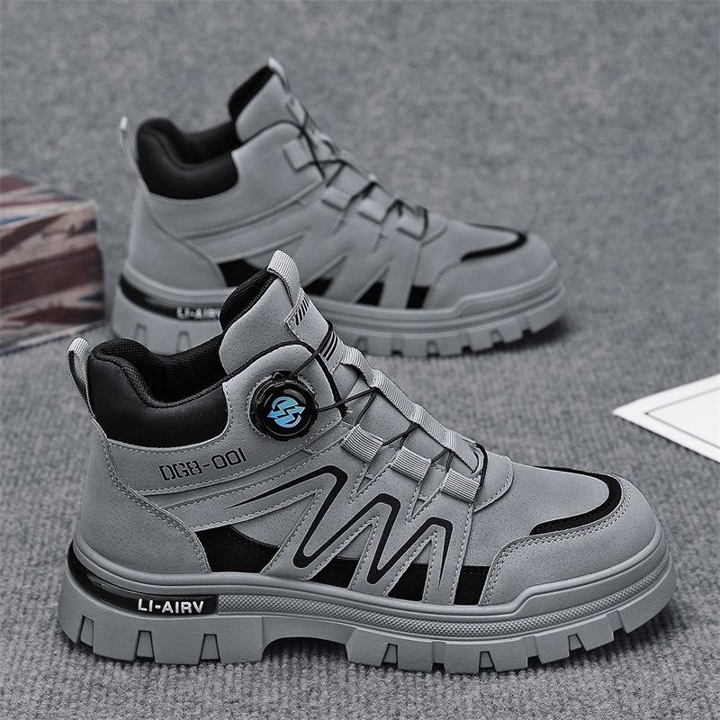 

Martin boots men s autumn and winter new winter rhubarb men s shoes casual leather shoes men s high-top tooling trendy shoes 39 сірий колір