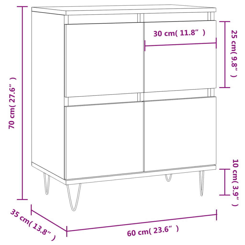 Sideboard White 60x35x70 cm Particleboard
