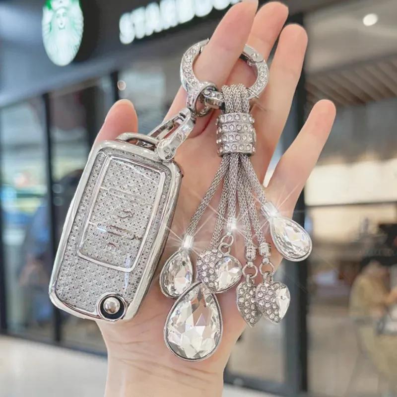 Car White Diamond TPU for Volkswagen Golf MK6 Polo Beetle Tiguan Touran Caddy Jetta Scirocco Remote Flip Folding Key Case Fob