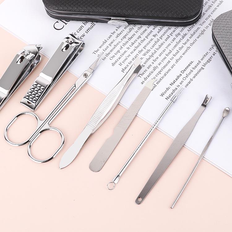 8-Piece Portable Leather Nail Clipper & Manicure Set
