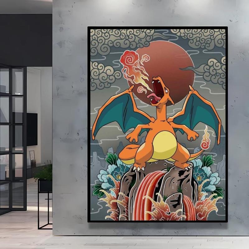 Canvas Artwork Painting Pokemon Lugia Poster Cartoon Character Picture Not Fading Modern Home Wall Decoration Birthday Gifts