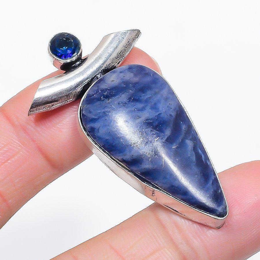 

Natural Sodalite, Topaz Gemstone 925 Sterling Silver Jewelry Pendant 1.97 A2r86