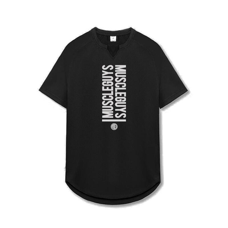 Muscleguys дышащая боксерская тренировка с коротким рукавом тонкая мужская футболка с v-образным вырезом для фитнеса и спорта M чёрный 1109₽
