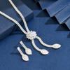 Floral Zircon Necklace Set Women Plated Bridal Jewelry With Earrings Elegant Wedding Party Accessory