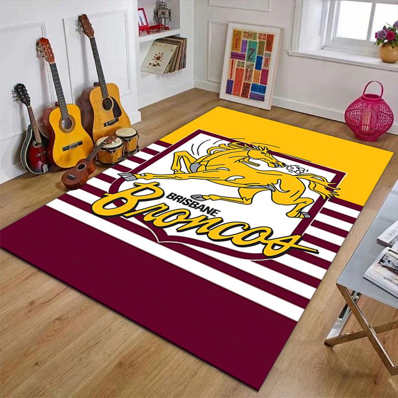 Brisbane Broncos Polyester Carpet, Soft Indoor Mat for Office Chair, Living Room, Computer Desk - Decorative Home Office Rug Design