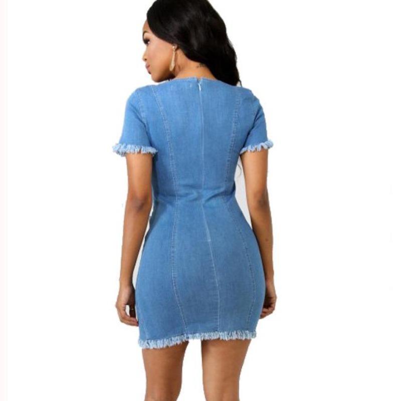 Denim Dress Women Elegant Summer Dress Sexy Casual Party Jeans Dress