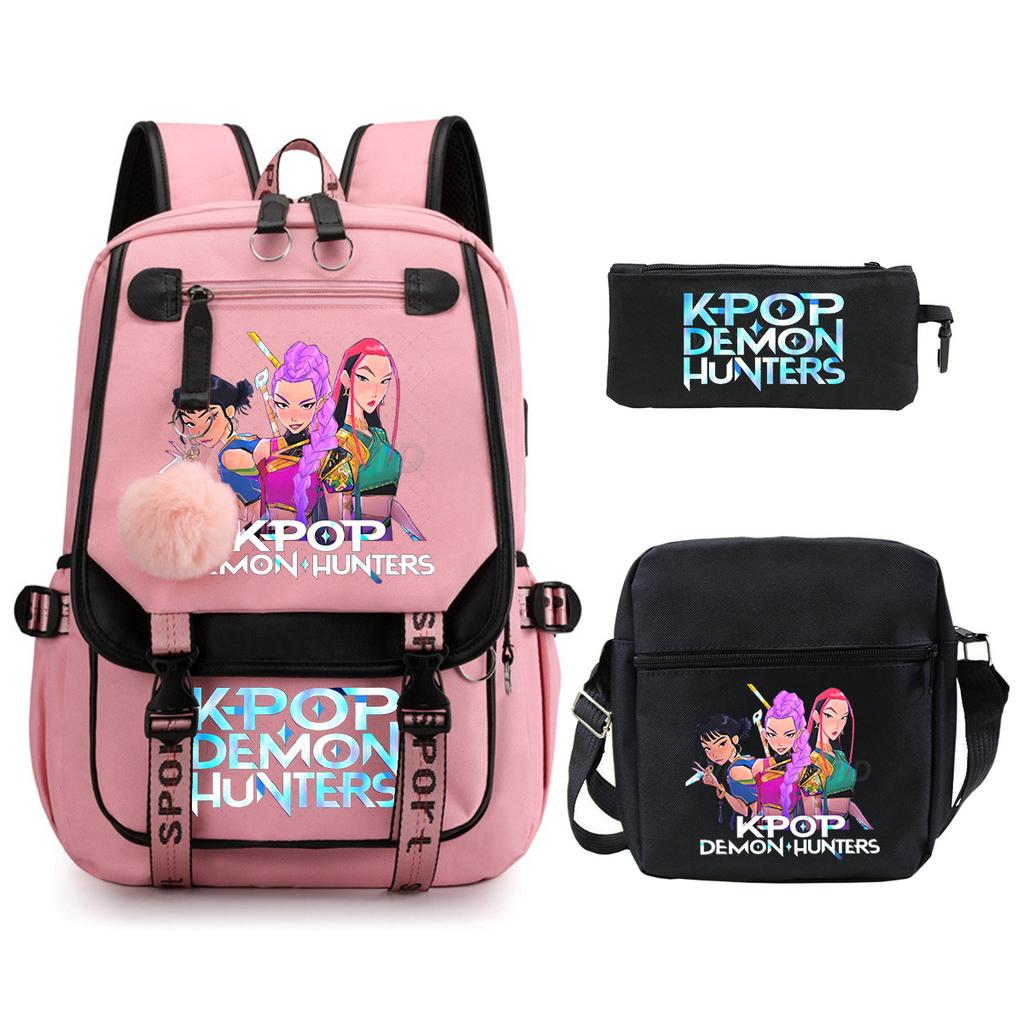 Hot Sale Witch Hunter KPop Peripheral Printing Student School Bag Shoulder Bag Casual Pencil Bag Three-piece Set