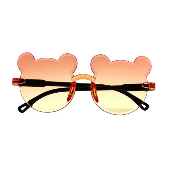 

Kids Sunglasses Cartoon Bear Shape Rimless Plastic Sun Glasses Anti-UV Gradient Lenses Eyewear for Birthday Beach Pool Party Favors