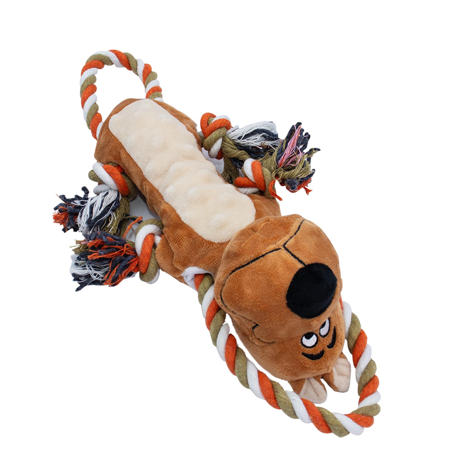 

Плюшевые игрушки для собак с веревкой, пищалкой и шуршащей бумагой – Интерактивная пищащая жевательная игрушка для крупных собак и щенков – Прочная игрушка для питомца для перетягивания каната и упражнений One Size