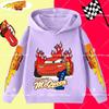 Felpa con cappuccio per bambini e ragazzi, stampa divertente di Saetta McQueen, autunno e inverno, moda casual, calda, felpa da studente