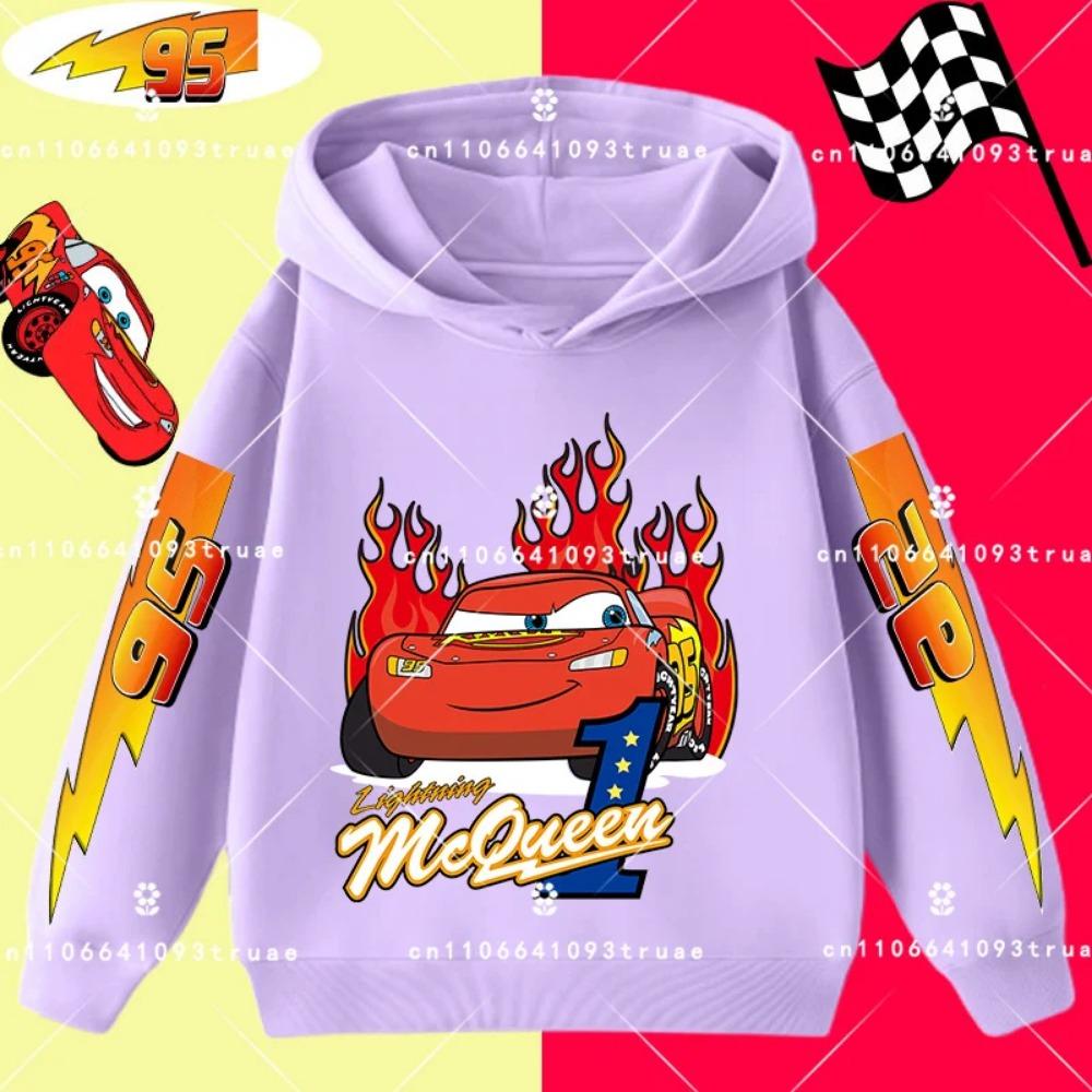 Felpa con cappuccio per bambini e ragazzi, stampa divertente di Saetta McQueen, autunno e inverno, moda casual, calda, felpa da studente