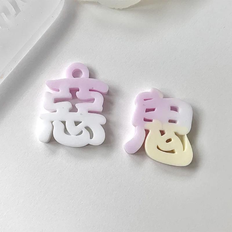 Evil Ghost Diseases Word Ornaments Resin Casting Silicone Mold Woman Keychain Decorative Pendant Mold for DIY Crafts