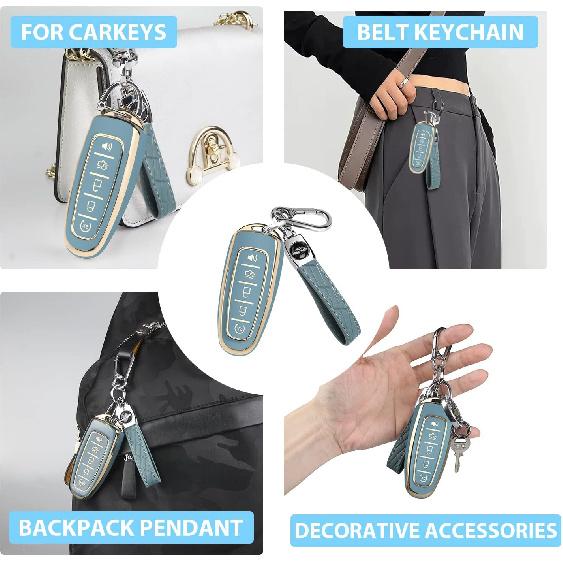 QBUC for Ford Key Fob Cover,360° TPU Car Key Case Protector with Keychain Compatible with Ford C-Max Edge Escape Expedition Explorer Flex Focus