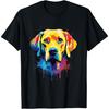 Colourful Labrador Yellow Golden Lab Retriever Splash Paint T-Shirt