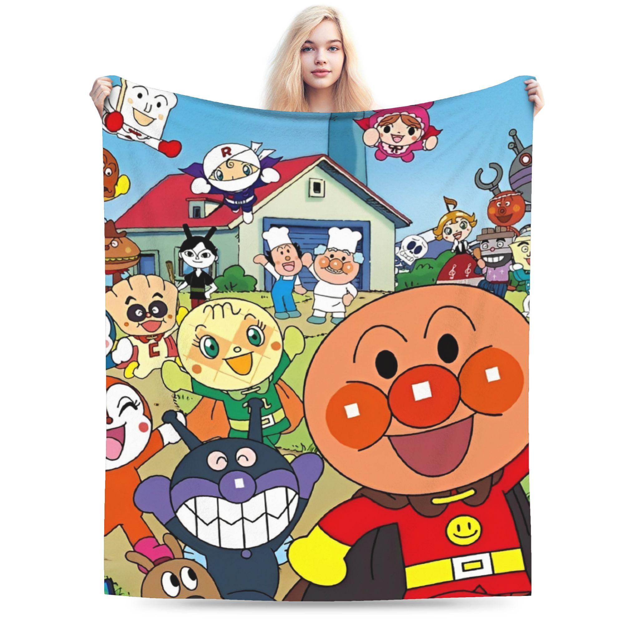 Anpanmanes Japanese Comic Accessories Blanket Soft Velvet Throw Blanket Relax Bedspread 75X95CM