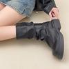 Fashion Tribe Short Trouser Boots Women's Autumn New Short Boots Pleated Thin Thick-soled Fashion Boots