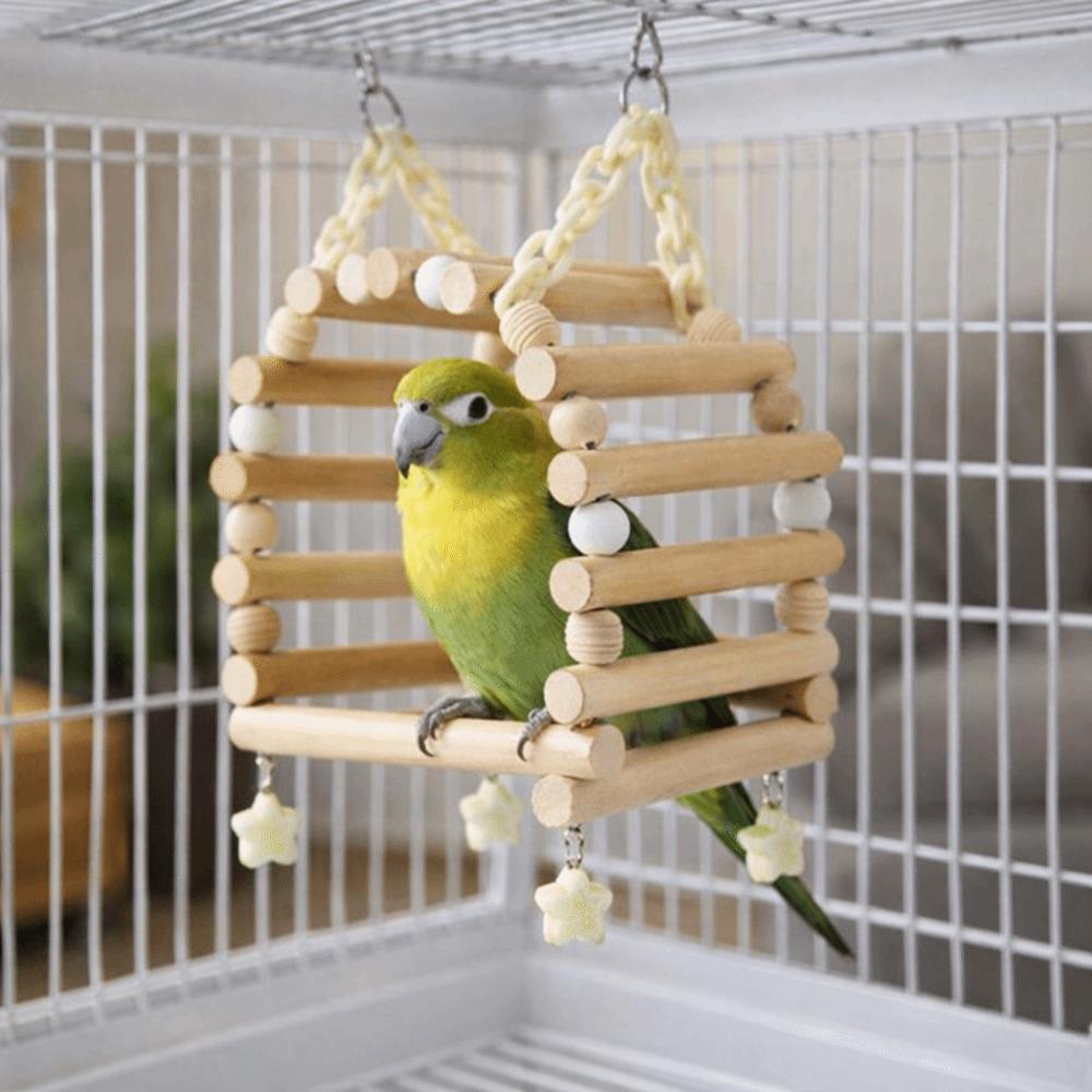 Sturdy Parrots Perches Toys Wooden Birds Climbing Ladder Exercise Playstand  Grinding Claws