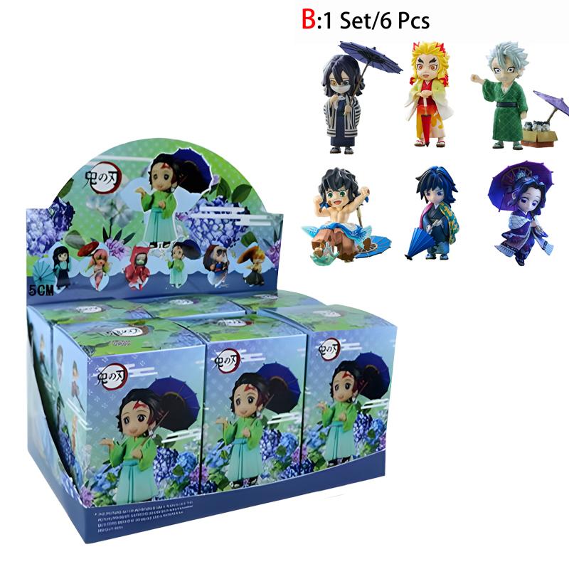 Demon Slayer Kimetsu No Yaiba Plum Rain Mystery Blind Box Tanjirou Nezuko Zenitsu Inosuke Collectible Toy Gift For Manga Lovers