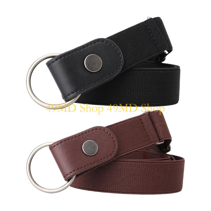 49MD 2Pcs Adjustable Stretch Waistband No Clasp Invisible Belt for Jeans Men Women