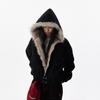 Unisex Thickened Hooded Jacket with Fur Collar - Winter Cotton Coat