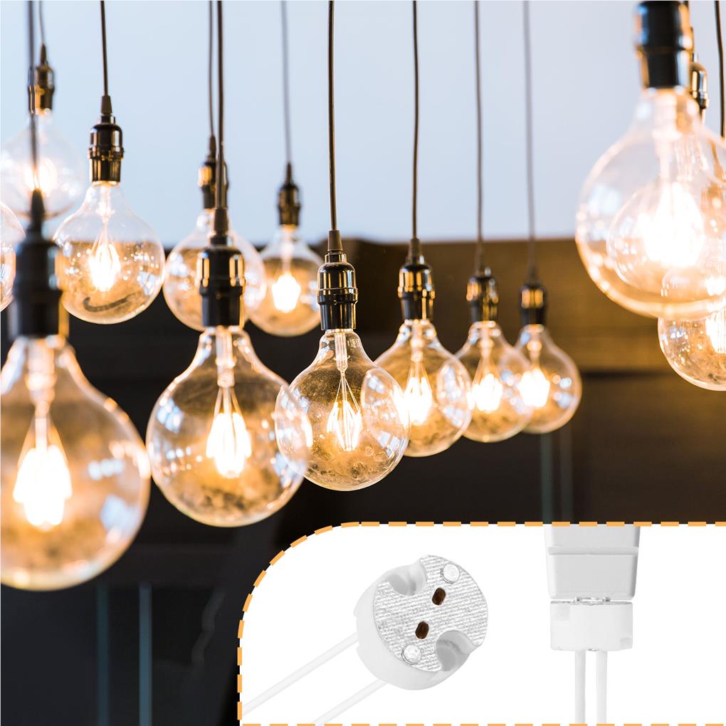 Lamp Base Socket Connector 250V Voltage Ceramic 3A Rated Current Holders Parts Adapter Set Household Kitchen Restaurant Shop