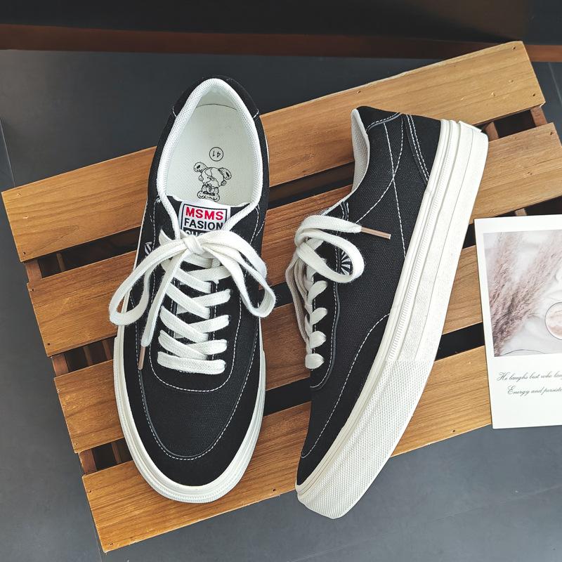 Spring Summer Shoes for Men Canvas Casual Shoes Fashion Lace-up Flat Skateboard Shoes Youth Sneaker