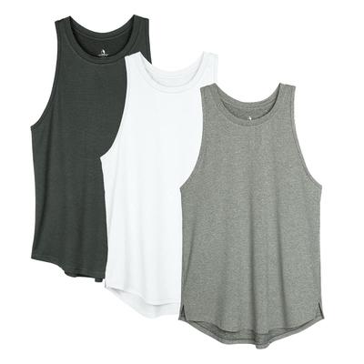 Tank Top Racerback Workout Shirt Breathable Lightweight Running Athletic Gym Yoga Ladies Set of 3 [icyzone] Women's (L, Black/Gray/White)