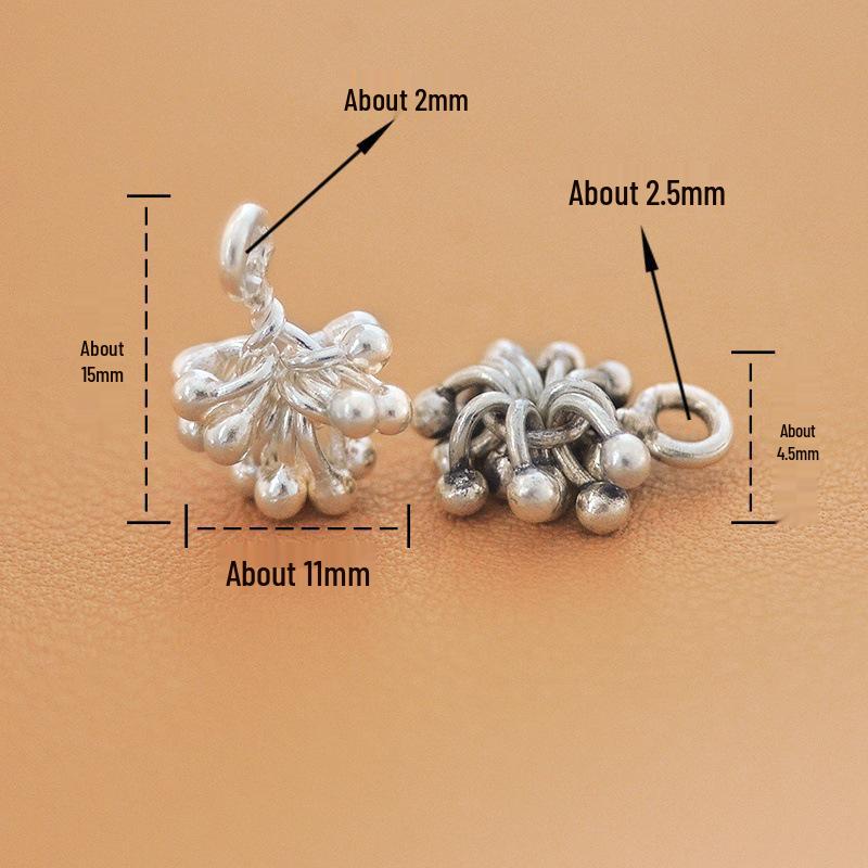 Thailand Handmade Silver Grape Bracelet - Exquisite DIY Jewelry with Pure Silver Beads