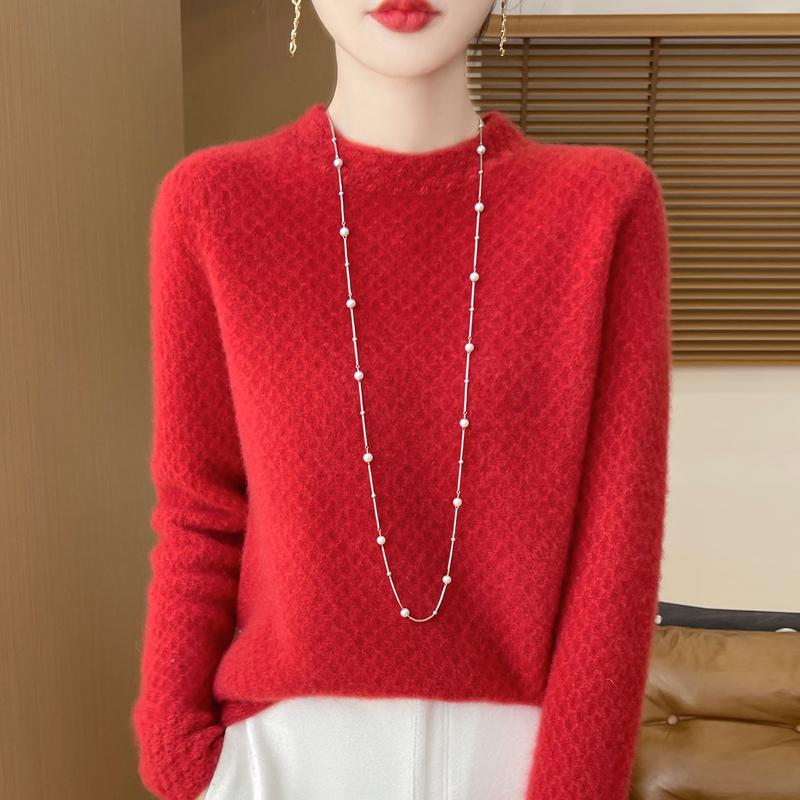Women's Cashmere Sweater Qinghe Cashmere 30% Cashmere 70% Wool Autumn and Winter Pullover Warm and Fashionable