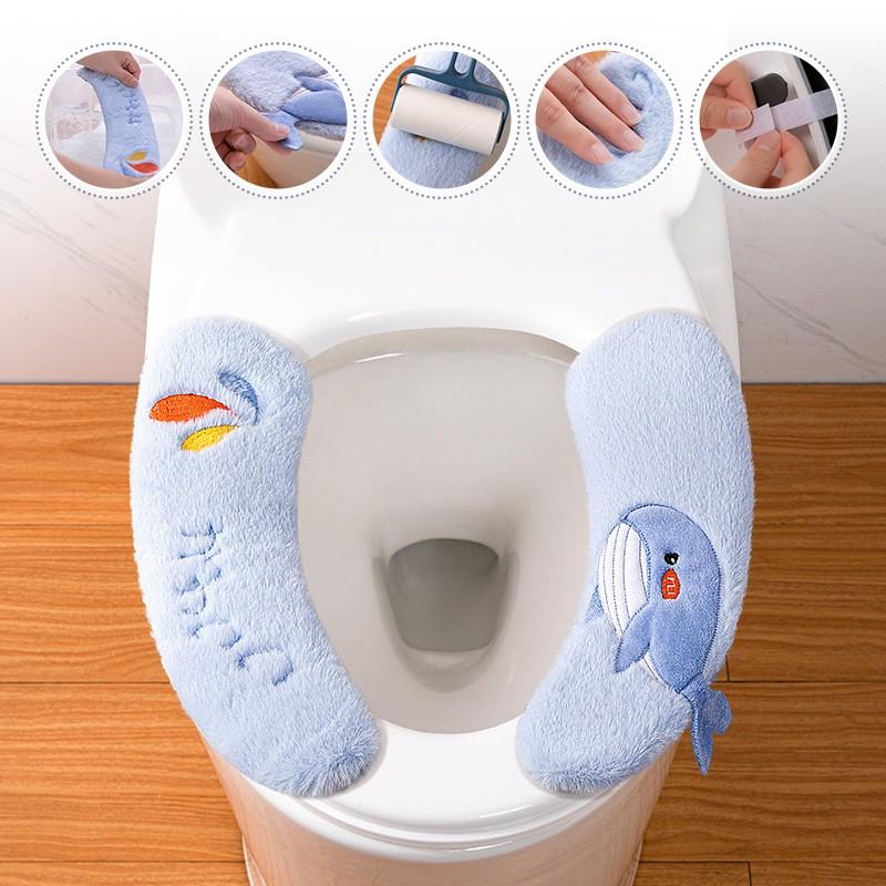 Adhesive Type Toilet Cushion Winter Toilet Cover Toilet Cushion Toilet Sticker Washable and Thickened Bathroom Accessories