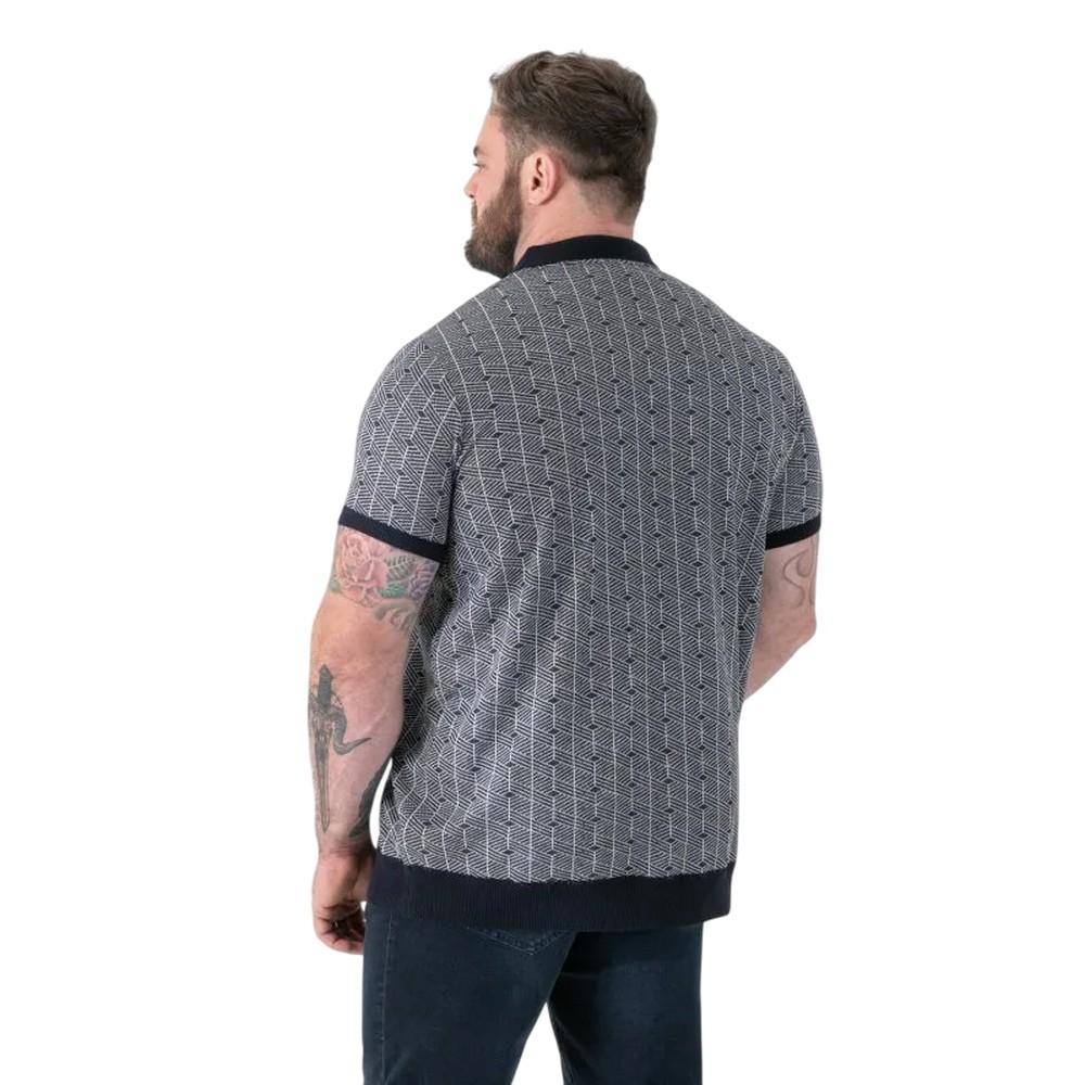 Duke Mens Perry D555 Knitted Jacquard Quarter Zip Kingsize Polo Shirt