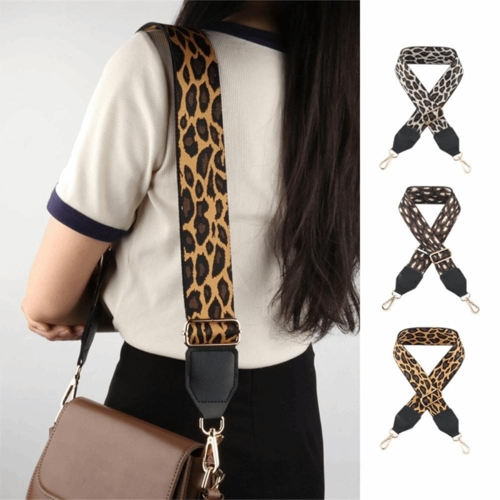Fashion Polyester Shoulder Sling Bag Belt Leopard Print Adjustable Replacement Strap 5cm Wide Shoulder Belt Bag